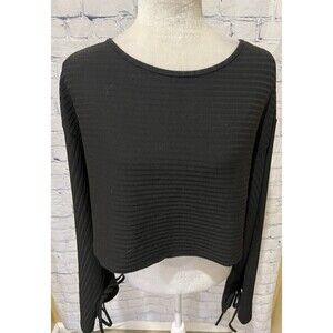 Shein Sxy Cropped Ribbed Top Blouse Bell Sleeves NWT Size Medium